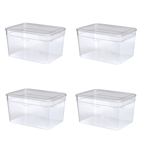 (4Pack)Clear Glossy Plastic Extra Tall Shoe Box with Lid, Adult Size,One Pair of Size, One Tier
