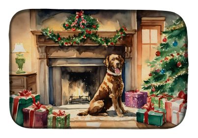 Chesapeake Bay Retriever Cozy Christmas Dish Drying Mat Absorbent Dish Drying Mat Pad for Kitchen Counter Dish Drainer Mat for Countertop, 14 x 2