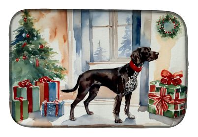 German Shorthaired Pointer Cozy Christmas Dish Drying Mat Absorbent Dish Drying Mat Pad for Kitchen Counter Dish Drainer Mat for Countertop, 14 x