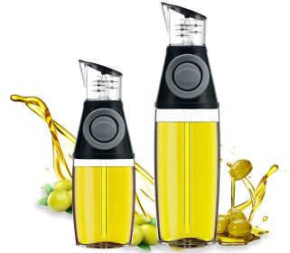 1pc Oil Dispenser Bottle; 17oz Olive Oil Dispenser Oil Sprayer; Clear Glass Refillable Oil And Vinegar Dispenser Bottle With Measuring Scale Pump (Capacity: 250ml+500ml)